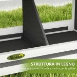 Nido per Galline a 2 Aree con Base Rialzata e Tetto, in Legno e Bitume, 66x37x34 cm, Grigio Bianco e Nero - immagine 5
