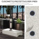 Base per Ombrellone da Giardino 25kg per Pali da Ø32mm, Ø38mm e Ø48mm, in Granito e Acciaio Inox, 45x22.5x40 cm, Grigia - immagine 6