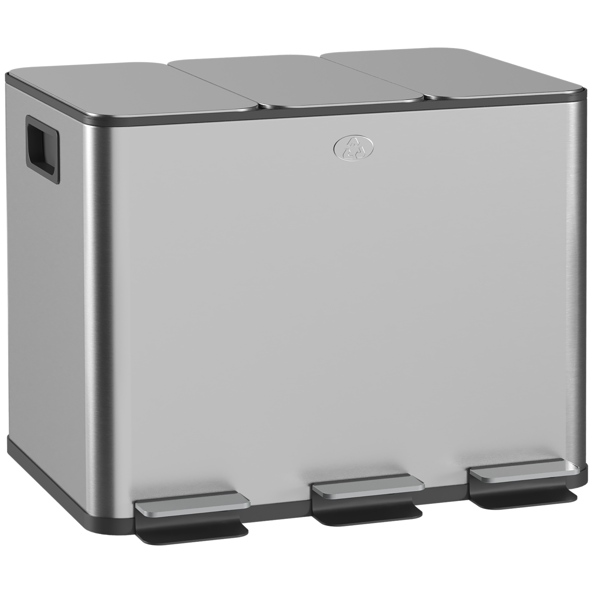 eUD1ee199272a657a.jpg Bidone Immondizia a 3 Sezioni da 20L con Chiusura Silenziosa, in Acciaio Inox e PP, 61.9x36.6x56.7 cm - immagine 1