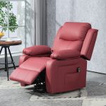 Poltrona Alzapersona Reclinabile con Poggiapiedi e Telecomando, in Pelle PU, 76x90x105 cm, Rosso - immagine 7