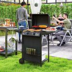 Barbecue a Gas con 3 Bruciatori Indipendenti e Coperchio con Termometro, 108x54x97 cm, Nero - immagine 2