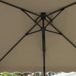 Ombrellone a Sbalzo con Doppio Tetto, Apertura a Manovella e Base a Croce, 2.5x2.5m, Cachi - immagine 8