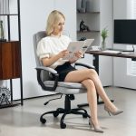 Sedia da Ufficio Ergonomica con Schienale Alto, Altezza Regolabile e Dondolo, Grigio - immagine 2