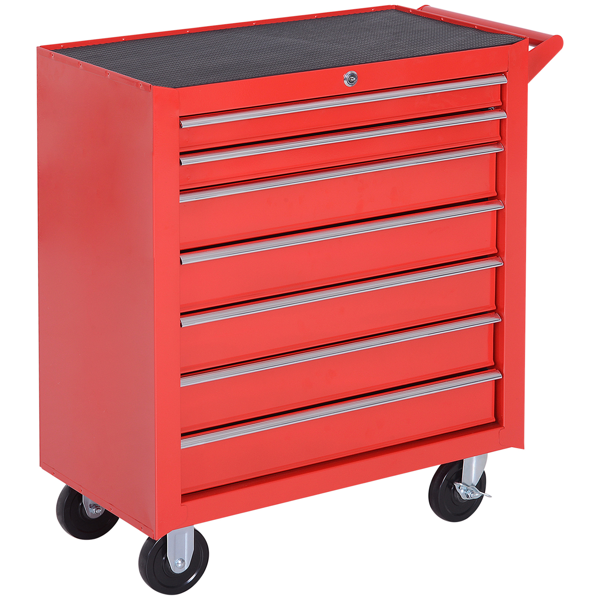 efNccd19d05f9edd5.jpg Carrello Porta Attrezzi con 7 Cassetti, Tappetini in EVA, Serratura e 2 Chiavi, Ruote con Freno, Maniglia, Rosso - immagine 1