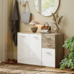Credenza Moderna con 3 Armadietti e 2 Cassetti, in Legno, 106x35x76 cm, color Legno - immagine 9