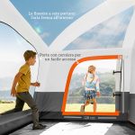 Tenda da Campeggio per 4-6 Persone con 2 Stanze e Veranda, Impermeabile e UPF 30+, Borsa di Trasporto, Grigio - immagine 5