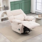 Poltrona Reclinabile con Poggiapiedi, Massaggio e Riscaldamento con 5 Programmi e 8 Punti Vibranti, Beige - immagine 2