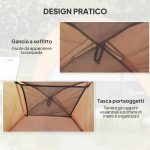 Tenda da Campeggio per 3 Persone Impermeabile con Tasca, Gancio per Lanterna e Borsa, 2x2x1.35m, Arancione - immagine 7