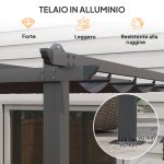 Pergola Gazebo 4x3 m con 8 Fori di Drenaggio, in Alluminio, Metallo e Poliestere, Grigio Scuro - immagine 7