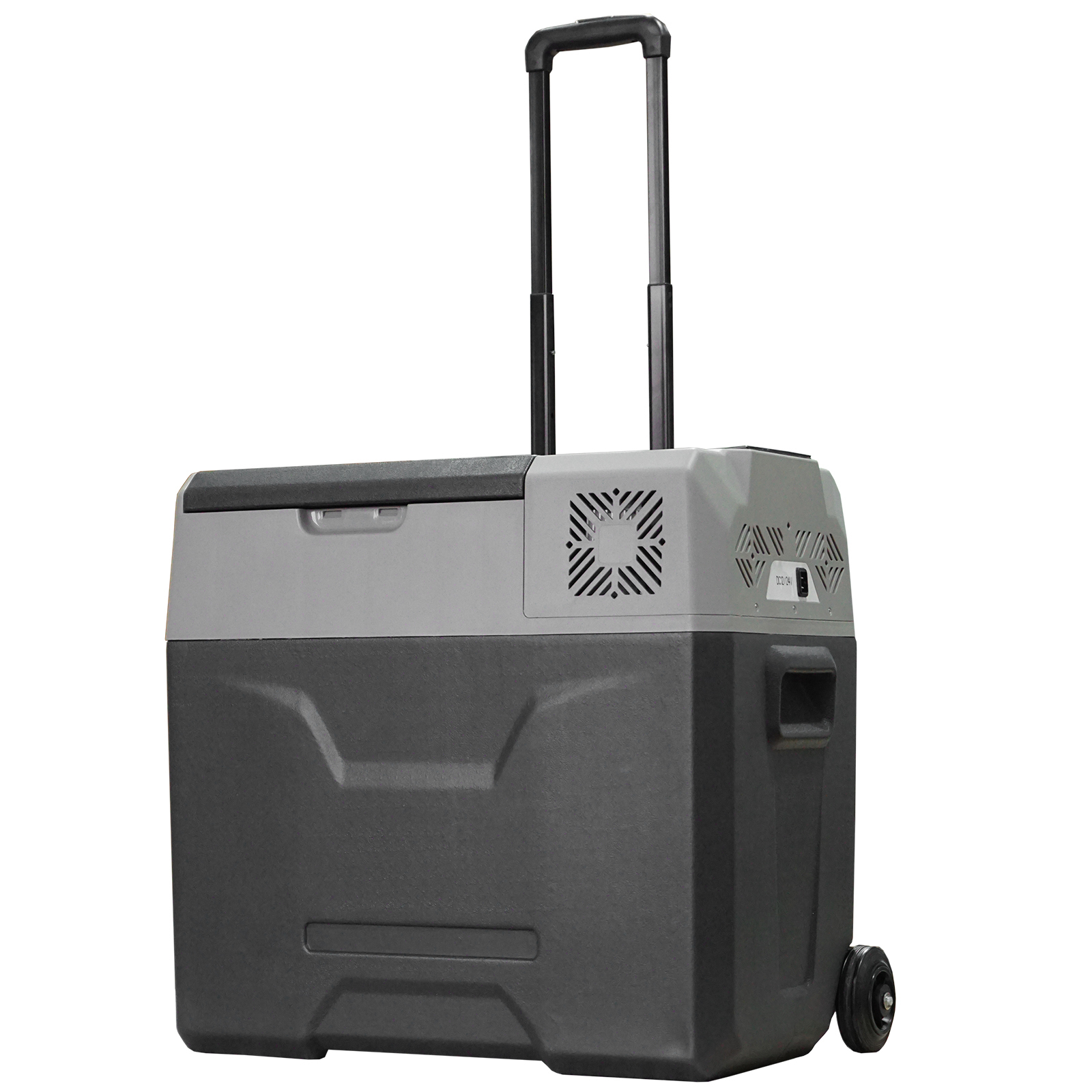 frv1a1197c4410a6c.jpg Frigo per Auto da 50L con Pannello Touch, Maniglia e 2 Ruote, in Alluminio e Plastica, 58.6x37.8x54.5 cm, Grigio - immagine 1