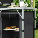 Cucina da Campeggio Pieghevole a 3 Piani con 5 Ripiani Interni e 4 Ganci, 172x48x119 cm, Nero - immagine 9