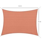 Tenda a Vela Rettangolare 4x6 m Resistente ai Raggi UV con Corda, in PE e Acciaio Inox, Rossa - immagine 3