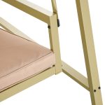 Dondolo 3 Posti con Tettuccio Inclinabile e Cuscini, in Acciaio e Textilene, 200x125x175 cm, Beige e Marrone - immagine 9