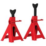 Set 2 Cavalletti Auto da 3 Tonnellate Regolabili da 29-42.5 cm, Acciaio al Carbonio e Ghisa, Rosso