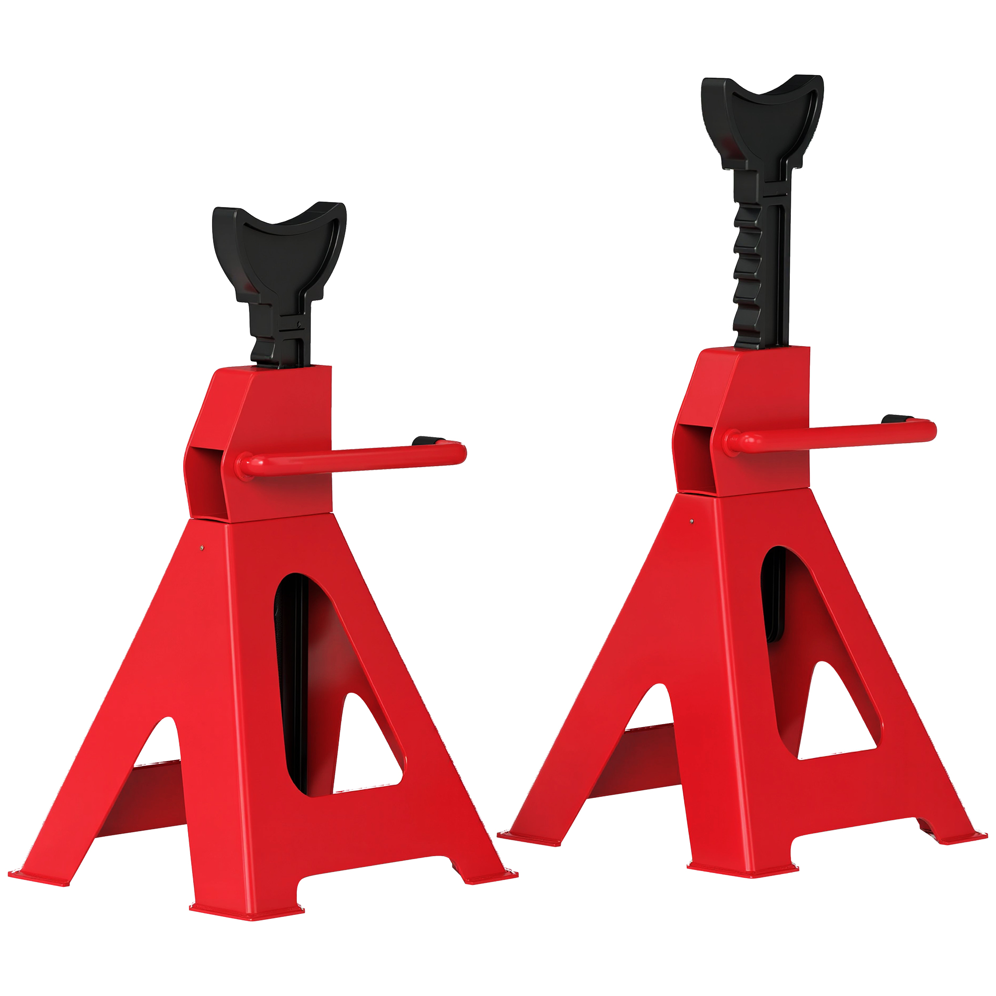 g9m05c195db3db303.jpg Set 2 Cavalletti Auto da 3 Tonnellate Regolabili da 29-42.5 cm, Acciaio al Carbonio e Ghisa, Rosso - immagine 1