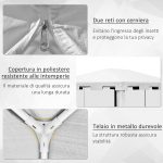 Gazebo da Giardino 4x3 m con Zanzariera e 2 Ingressi, in Metallo e PE, Bianco e Nero - immagine 5