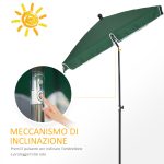 Ombrellone da Giardino Rettangolare 2x1.3m con Inclinazione Regolabile e Palo in Alluminio, Verde e Nero - immagine 4