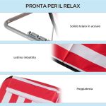 Set 2 Lettini Spiaggia Pieghevoli con Schienale Regolabile a 5 Livelli e Borsa, Rosso - immagine 6