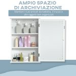 Specchio Bagno Contenitore con Anta Magnetica, Mobile Bagno con Specchio, Ripiano Regolabile, Bianco - immagine 4