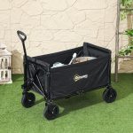 Carrello da Giardino da 120L Pieghevole con Pannello Apribile, in Acciaio e Poliestere, 90x48x62 cm, Nero - immagine 2