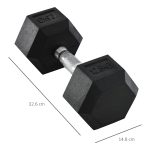 Manubrio da 12.5 kg Esagonale Singolo con Impugnatura Zigrinata Antiscivolo, Nero - immagine 3