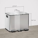 Bidone Immondizia a 3 Sezioni da 20L con Chiusura Silenziosa, in Acciaio Inox e PP, 61.9x36.6x56.7 cm - immagine 3