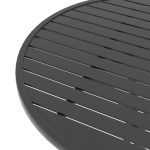 Tavolo da Giardino Rotondo con Piano a Doghe in Acciaio, Ø66x71.5cm, Nero - immagine 6