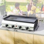 Piastra Barbecue a Gas con 4 Bruciatori da 2.4kw e Piano Antiaderente, 77x44.5x19cm, Argento - immagine 3