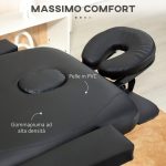 Lettino da Massaggio Pieghevole ad Altezza Regolabile, in Alluminio e Plastica, 215x81x61-84 cm, Nero - immagine 6