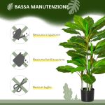 Pianta Verde Artificiale da 95 cm e 33 Foglie con Vaso Nero Ø15x13 cm, in PEVA, PE e Cemento - immagine 6