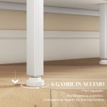 Mobile Buffet con 4 Ripiani Aperti e Armadietto, in Truciolato e Acciaio, 120x37x81.5 cm, Bianco - immagine 6