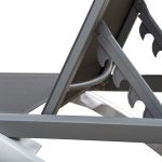 Lettino Prendisole con Schienale Reclinabile e Rotelle Posteriori, 195x67.5x33 cm, Grigio e Bianco - immagine 9