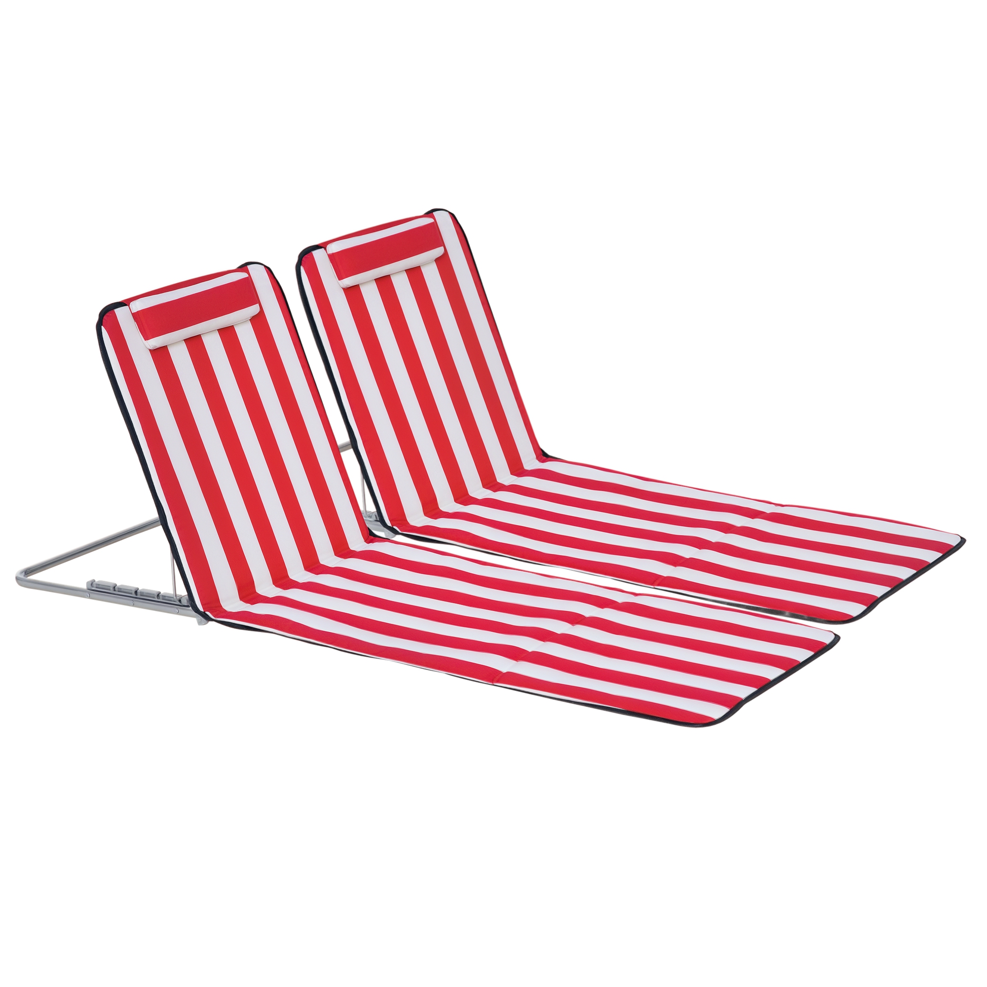 iEl330197f52dc832.jpg Set 2 Lettini Spiaggia Pieghevoli con Schienale Regolabile a 5 Livelli e Borsa, Rosso - immagine 1