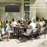 Tavolo da Pranzo da Giardino per 8 Persone in Alluminio e Plastica, Nero - immagine 8