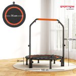 Mini Trampolino Fitness Ø102 cm con Manubrio Regolabile, Trampolino Elastico Pieghevole, Nero - immagine 3