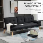 Divano Letto 3 Posti Reclinabile con Rivestimento Effetto Lino e Tavolino a Ribalta, Grigio - immagine 4