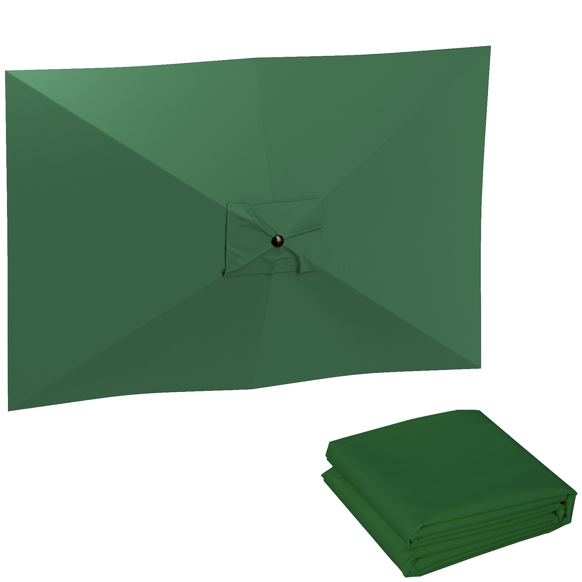 icD1b3197aa4b0856.jpg Telo di Ricambio per Ombrellone Rettangolare 3x2 m a 6 Stecche, Poliestere Anti UV 50+, Verde - immagine 1