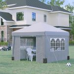 Gazebo 3x3 m Pieghevole ad Altezza Regolabile con Finestrelle, in Acciaio e Tessuto Oxford Grigio Chiaro - immagine 2