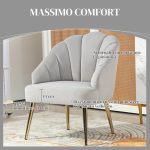 Poltrona in Velluto da Camera e Salotto a Conchiglia Stile Art Deco, Acciaio, 63x65x84 cm, Grigio - immagine 4