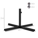 Base per Ombrellone a Croce in Acciaio con Vite Laterale, 100x100x75 cm, Nero - immagine 3