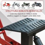 Cavalletto Alzamoto ad Altezza Regolabile con Manovella, in Acciaio e Gomma, 28x17.5x24.5-35.5 cm, Nero e Rosso - immagine 4