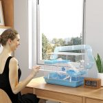 Gabbia per Criceti a 3 Piani con Casetta, Ruota, Ciotola per Cibo, Bottiglia e Tubi, Azzurro - immagine 9