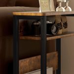 Tavolino da Soggiorno in Stile Industriale con 2 Ripiani, in Legno e Metallo, 46x18x58.5 cm, Marrone - immagine 8