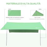 Tenda da Sole Portatile 3x3 m, Tendalino Parasole Impermeabile per Campeggio, e Spiaggia, Verde - immagine 4