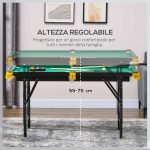 Tavolo da Biliardo ad Altezza Regolabile con Accessori, in MDF e Acciaio, 140x63x55-75 cm, Verde - immagine 4