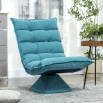 Poltrona Relax Girevole Effetto Velluto e Acciaio con Schienale Regolabile in 5 Posizioni, 62x70x95 cm, Blu - immagine 7