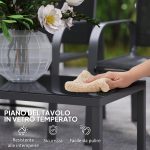 Set da Esterno 4pz con Tavolino, 2 Sedie e Divanetto con Schienale Regolabile, in Acciaio e Textilene Nero - immagine 7