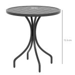 Tavolo da Giardino Rotondo con Piano a Doghe in Acciaio, Ø66x71.5cm, Nero - immagine 3