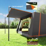 Tenda da Campeggio per 4-6 Persone con 2 Stanze e Veranda, Impermeabile e UPF 30+, Borsa di Trasporto, Grigio - immagine 8