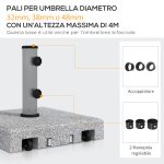 Base per Ombrellone da 28kg in Granito con Maniglia Estensibile e Rotelle, 41x41x37.5cm, Grigio - immagine 4